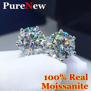 Super Shine GRA Certified  925 Sterling Silver 2 CT 8MM Moissanite Earrings